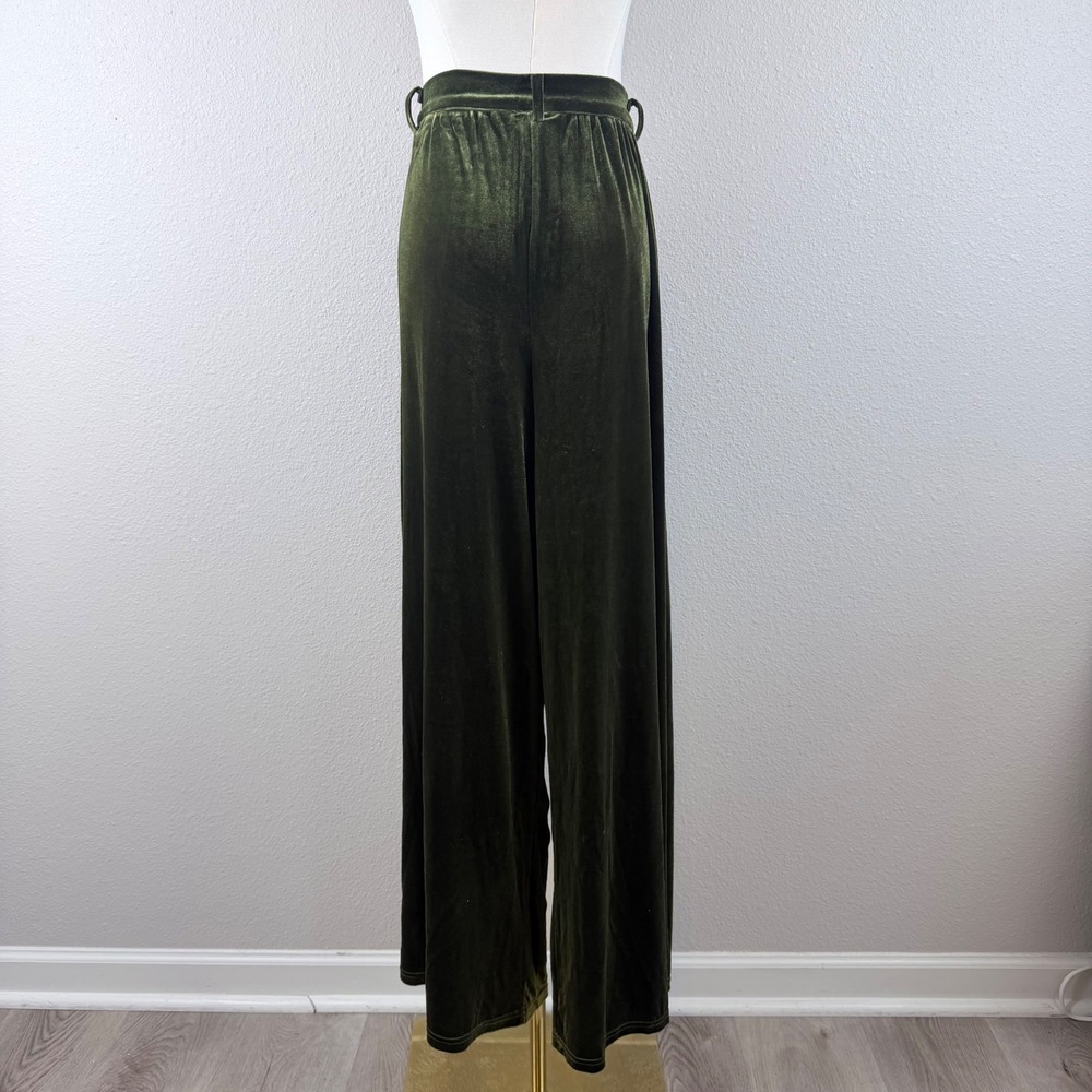 Cider Green Velvet Wide Leg Pants Relaxed Fall Trousers XL